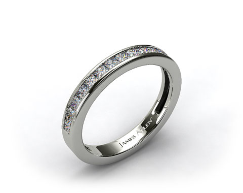 14k White Gold 0.50ct Channel Set Princess Shaped Diamond Wedding Band